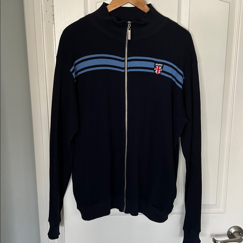 Merc XL Navy Full-Zip Track Jacket with Blue Stripes